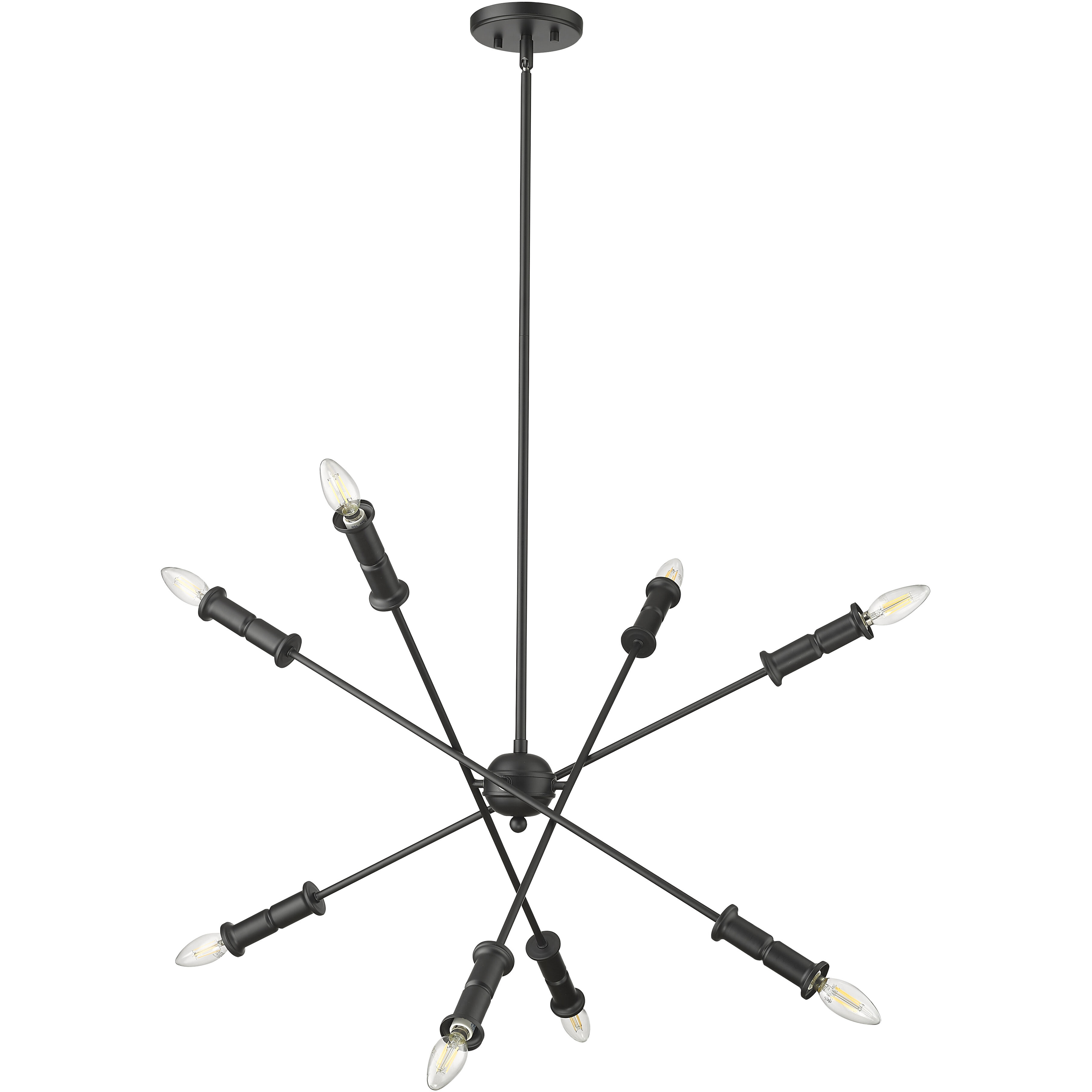 Potiss 8 Light 33 inch Matte Black Chandelier Ceiling Light